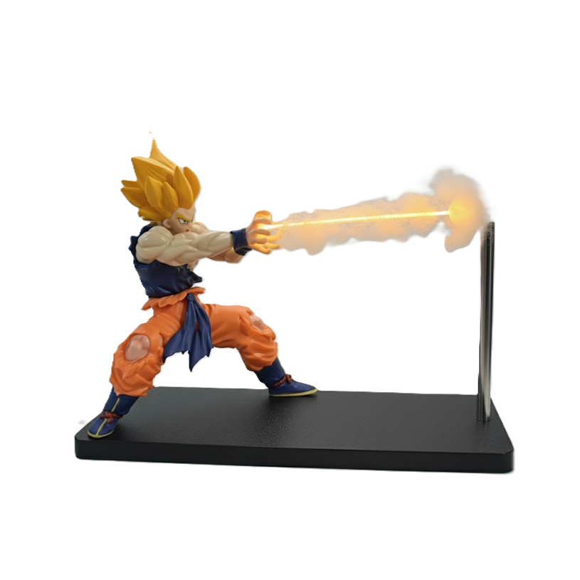 Action figure with glowing effect Dragon Ball Super Saiyan collectible figurine with golden-yellow magnetic LED energy beam effect