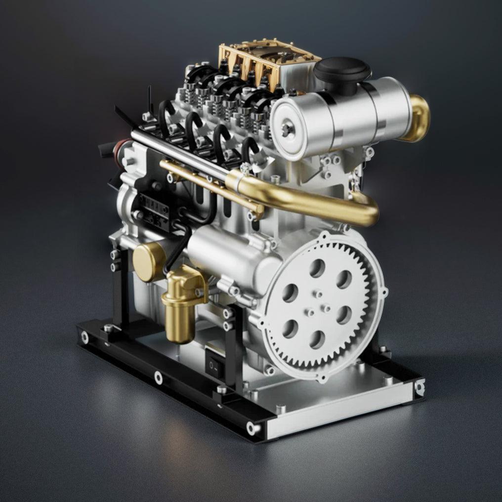 Puzzloria™ | DIY 1/10 Full Metal Mini L4 OHV Inline 4 Cylinder Engine Model Kit that Works - Puzzloria