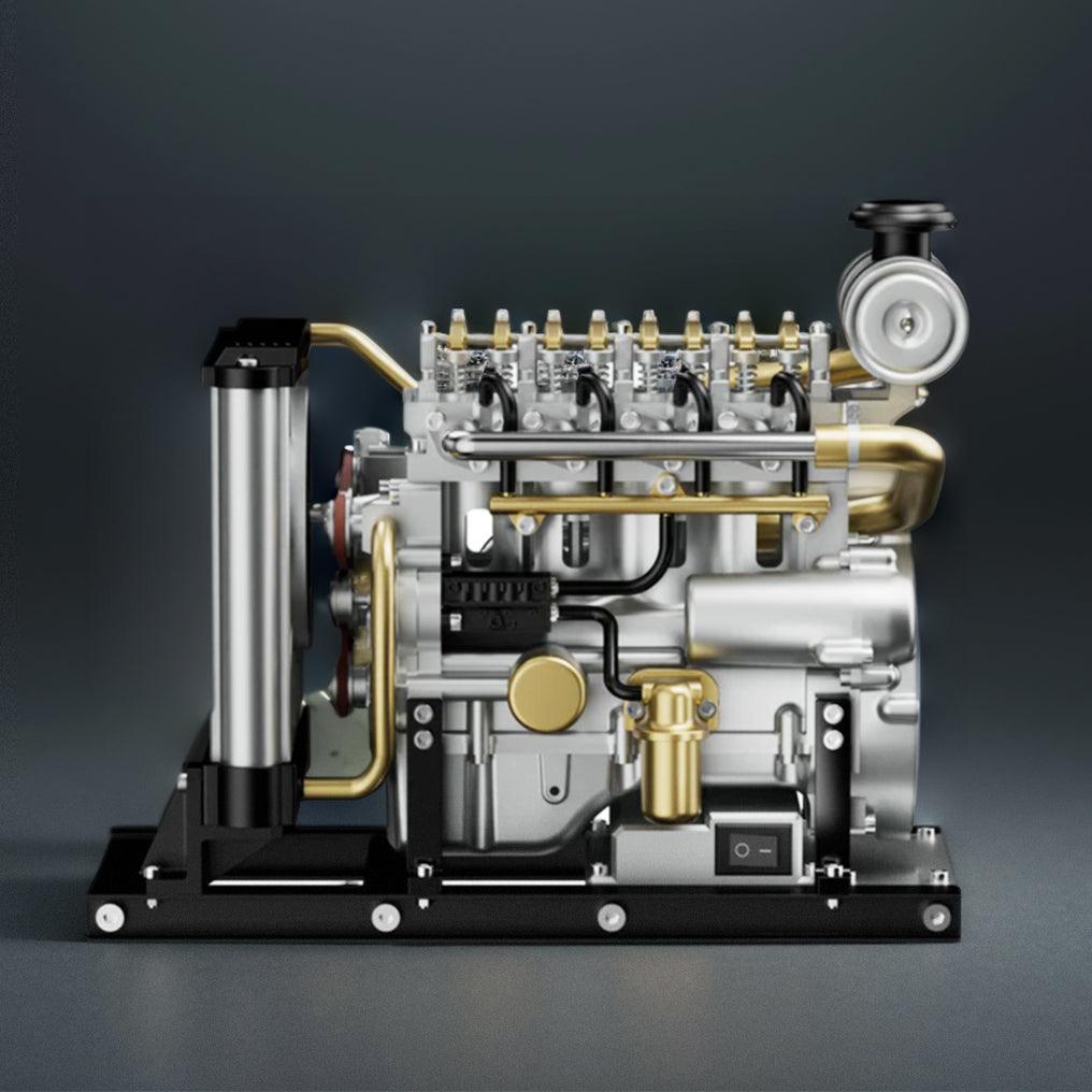 Puzzloria™ | DIY 1/10 Full Metal Mini L4 OHV Inline 4 Cylinder Engine Model Kit that Works - Puzzloria