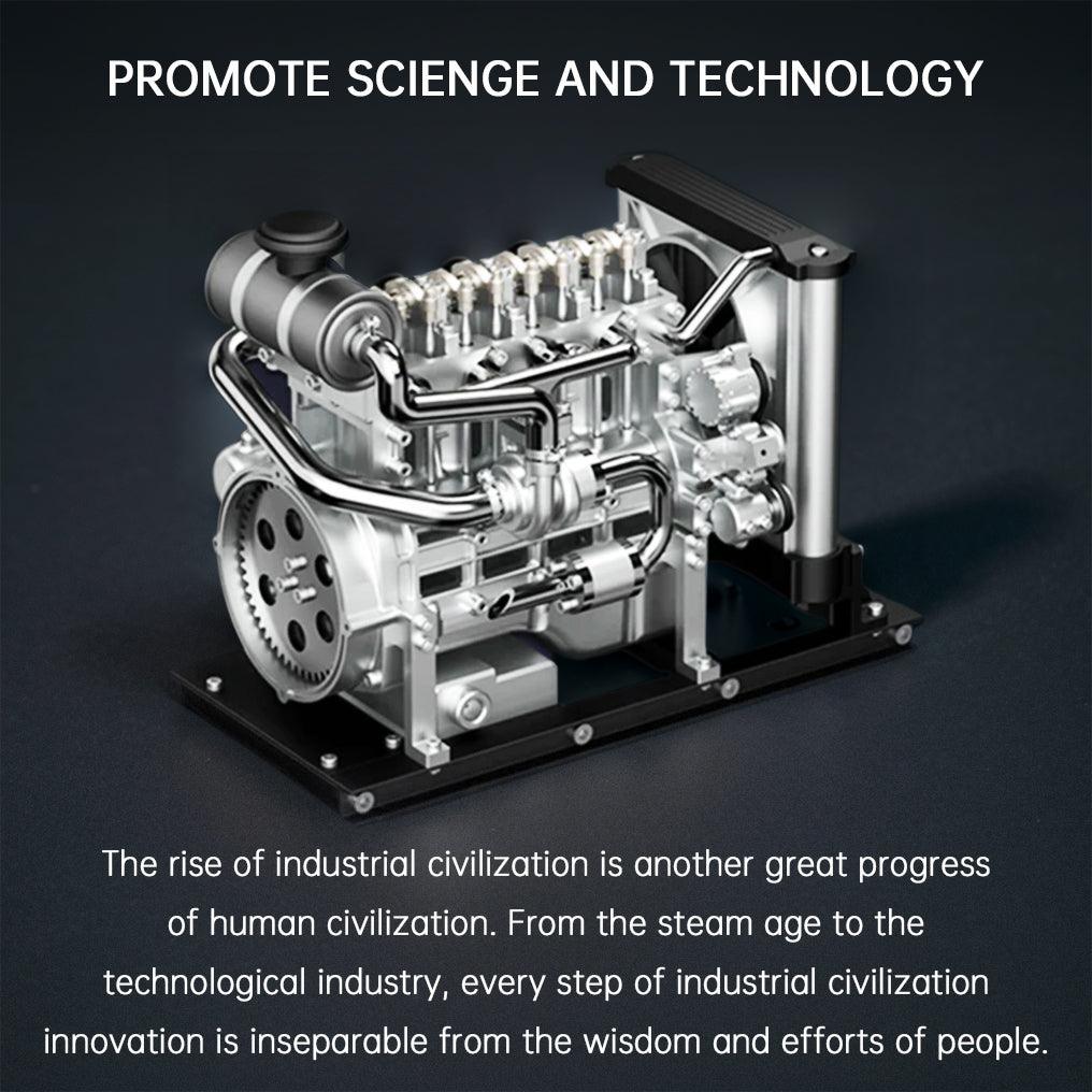 Puzzloria™ | DIY 1/10 Full Metal Mini L4 OHV Inline 4 Cylinder Engine Model Kit that Works - Puzzloria