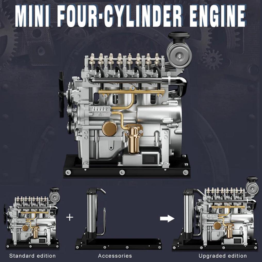 Puzzloria™ | DIY 1/10 Full Metal Mini L4 OHV Inline 4 Cylinder Engine Model Kit that Works - Puzzloria