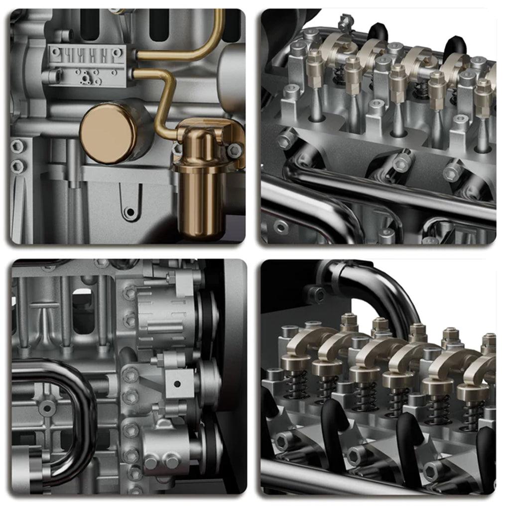 Puzzloria™ | DIY 1/10 Full Metal Mini L4 OHV Inline 4 Cylinder Engine Model Kit that Works - Puzzloria