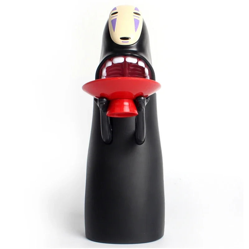kaonashi no face figure coin bank anime spirit statue for bedroom desk decor, money saving gift for ghibli anime fans