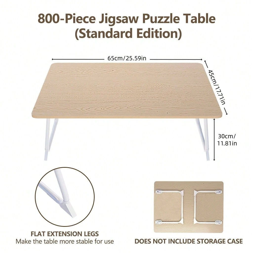 compact puzzle table for 800 piece jigsaw puzzles with folding legs, lightweight bed tray desk for small spaces, 800 Piece