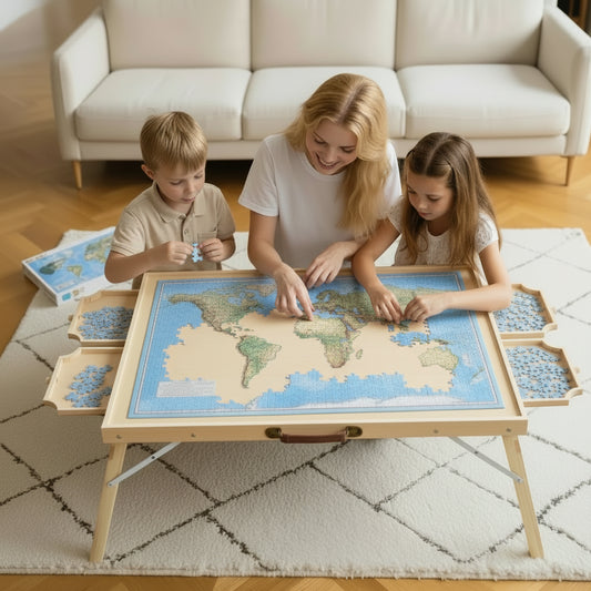 2000 Piece Puzzle Table with Folding Legs 4 Drawers & Cover Portable Wooden Board Jigsaw Puzzle Accessories for Adults