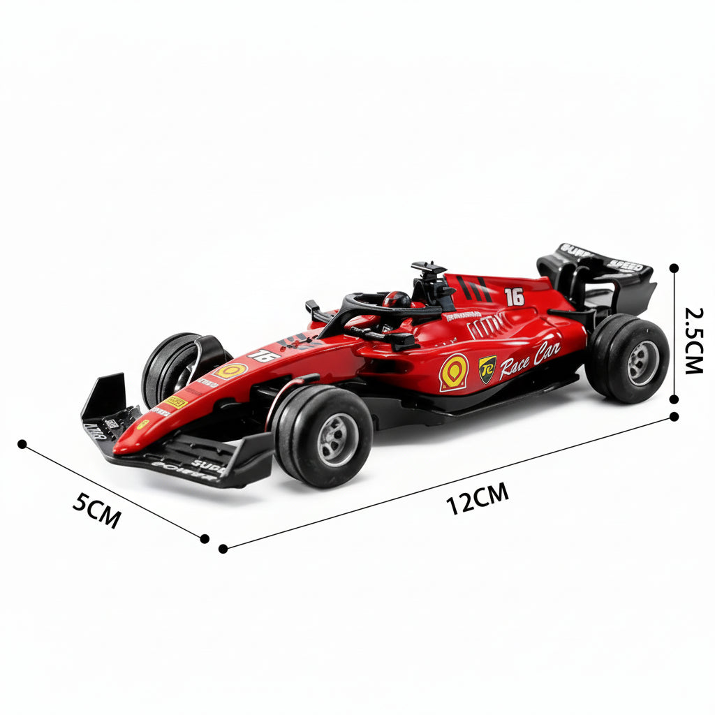 Puzzloria 1:64 scale RC Formula racing car with alloy body LED lights and dual remote app control