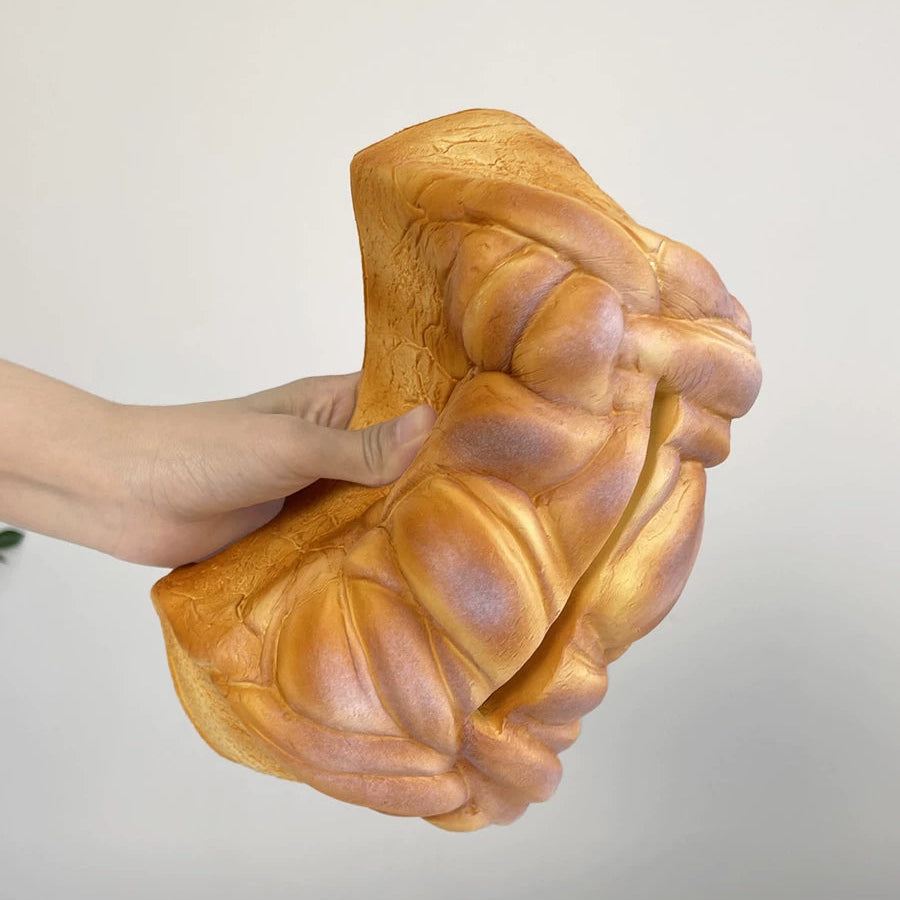 Realistic bread-shaped tissue box holder with premium PU construction and innovative dispensing mechanism