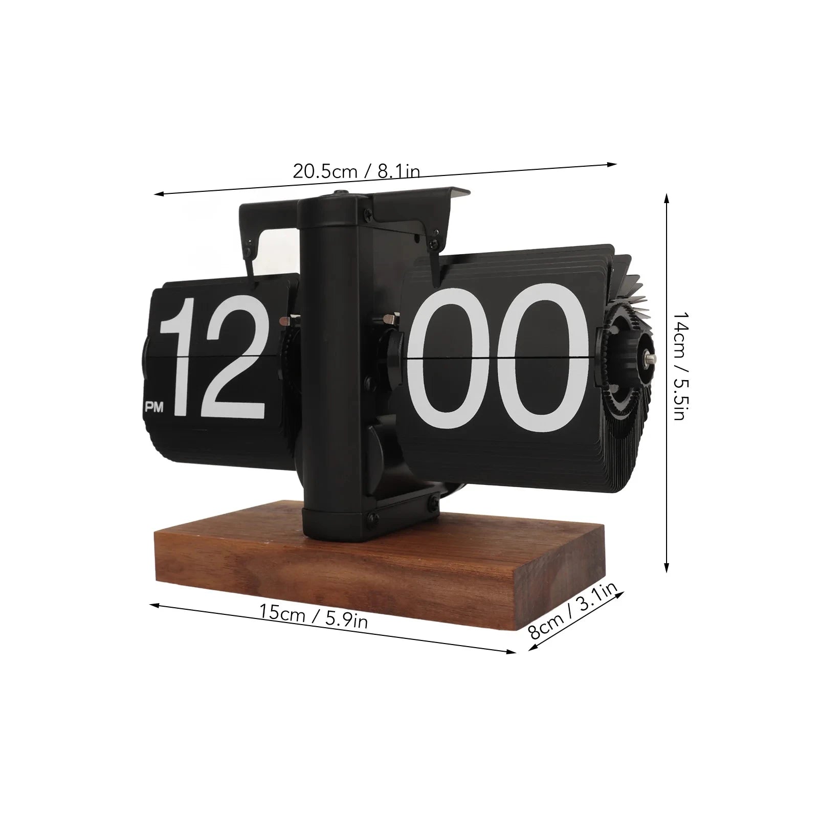 Vintage retro flip clock with wooden base and large number display for home office decoration and modern timekeeping