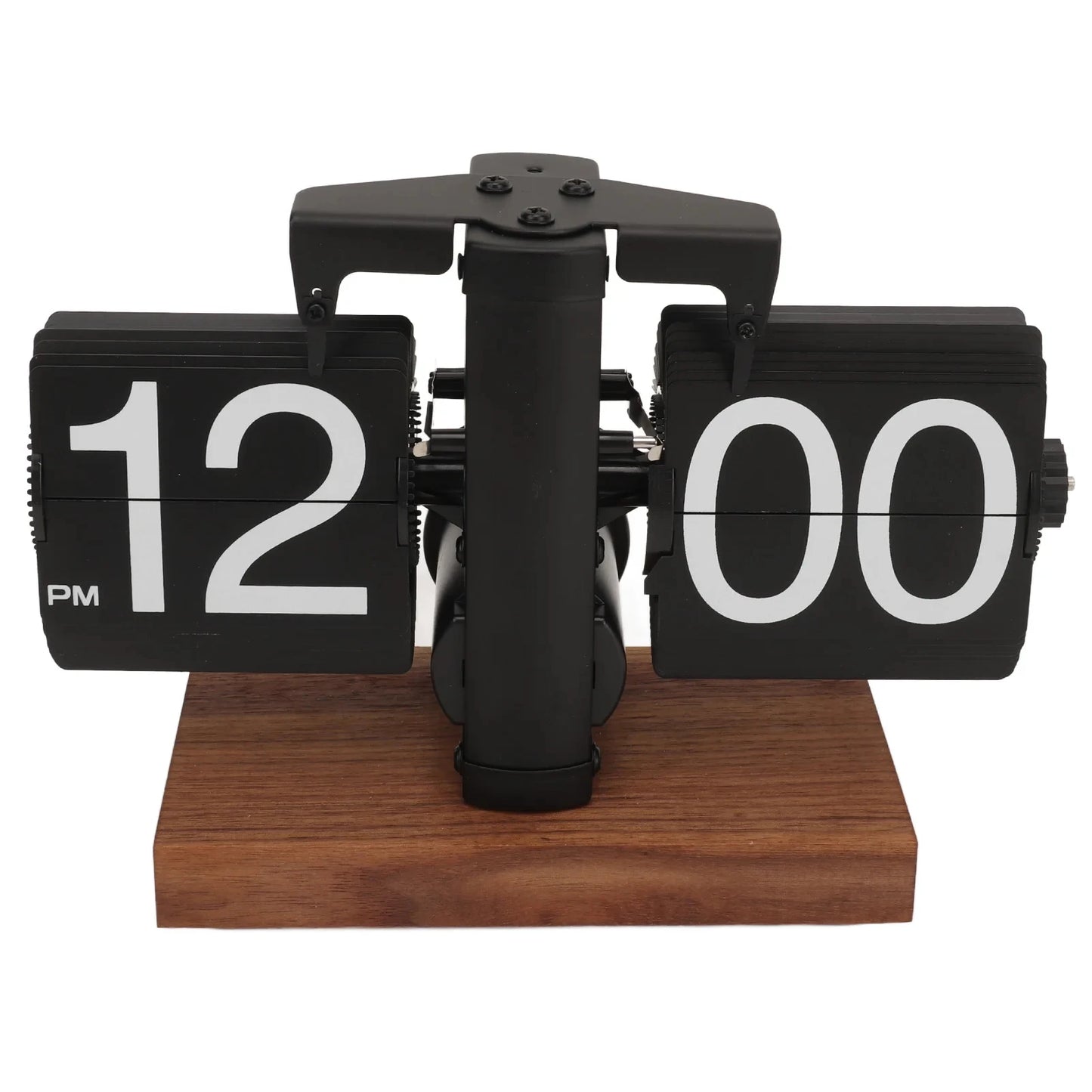 Vintage retro flip clock with wooden base and large number display for home office decoration and modern timekeeping