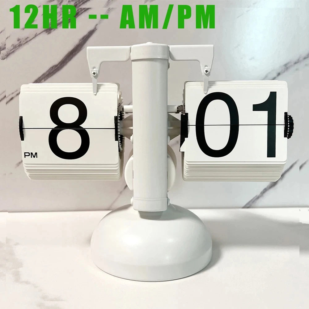 Flippable clock displaying '8 PM' on a marble background