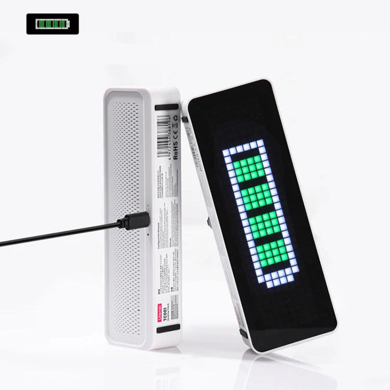 Electronic Smart pixel clock followers counter display with LED screen showing social media data, weather, and time