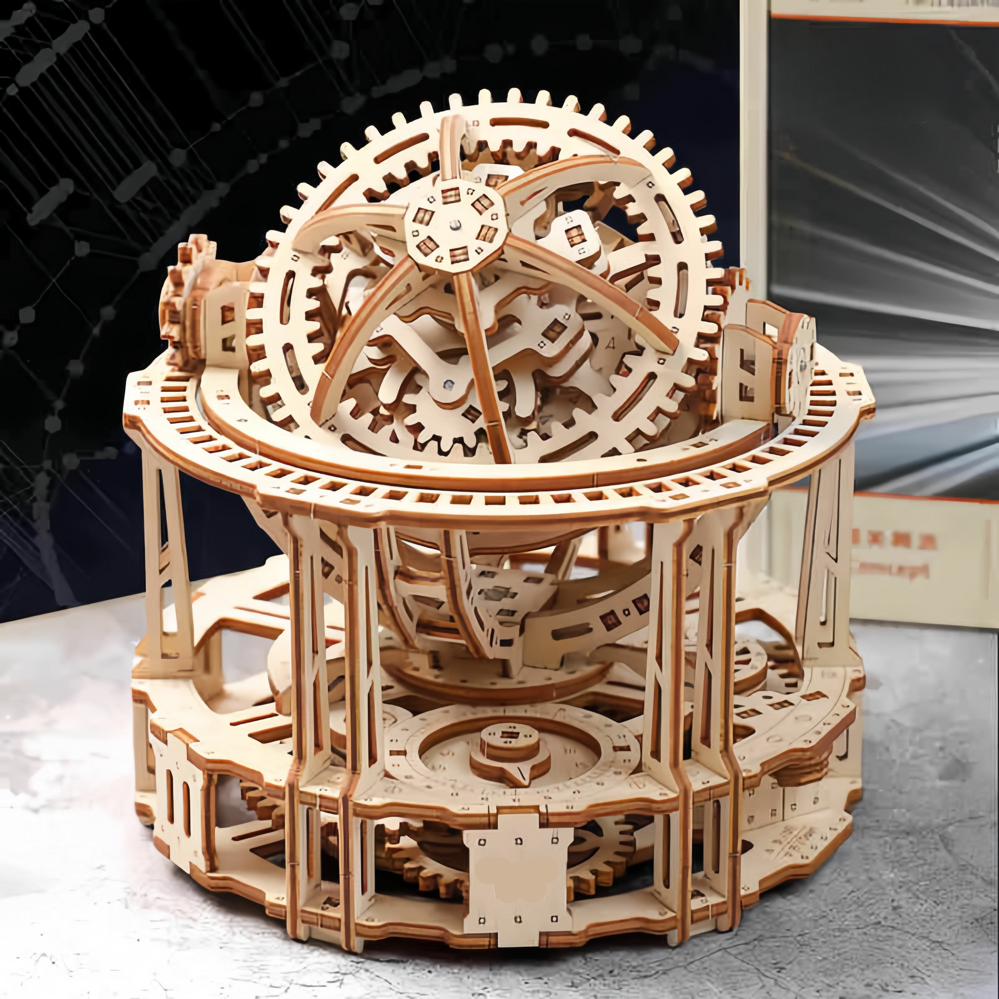 Puzzloria Spherical Tourbillon Chronograph - Mechanical Wooden Clock Kit