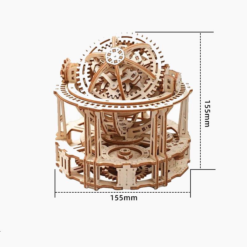 Puzzloria Spherical Tourbillon Chronograph - Mechanical Wooden Clock Kit
