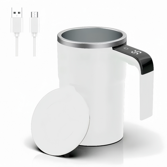 black auto stirring mug for protein shakes matcha and instant coffee with stainless steel liner black – Black, White