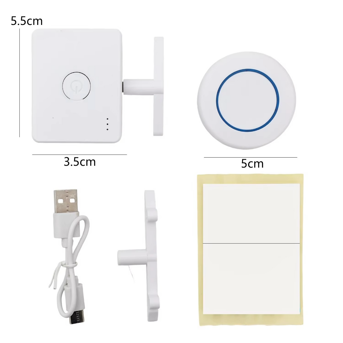 wireless switch pusher robot kit contents main unit round disc RF remote 5cm USB cable adhesive bedroom gadget – Round Disc Remote