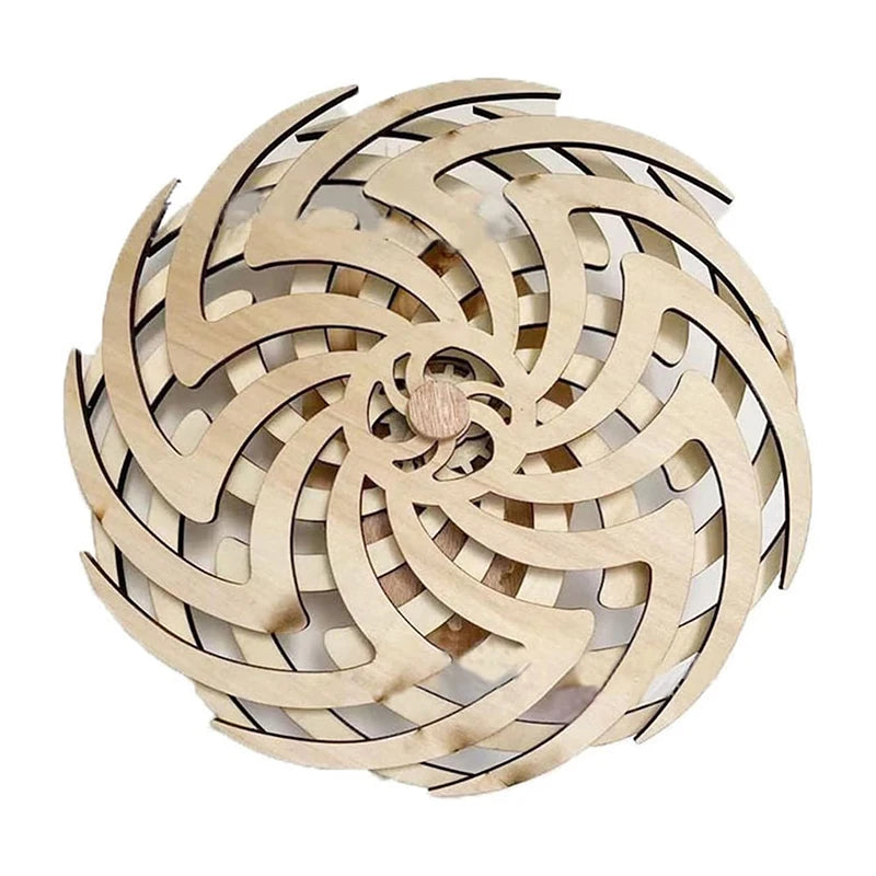 wooden kinetic wall art rotating spiral sculpture handmade living room decor gift Bloom Wave Swirl