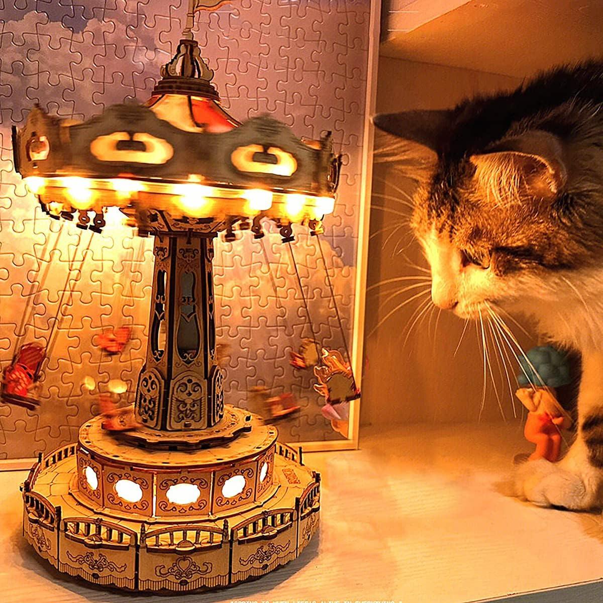 Puzzloria™ | Enchanted Carousel Swing Ride Music Box - Puzzloria