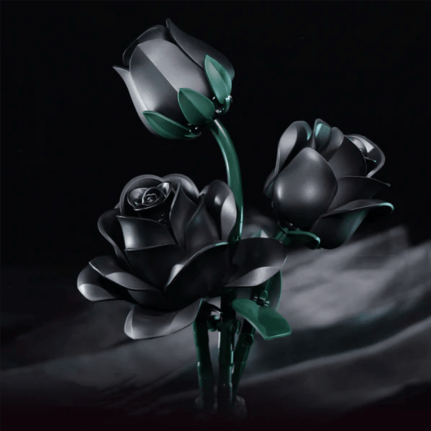 Puzzloria | Eternal Black Rose Bouquet Building Blocks - Puzzloria