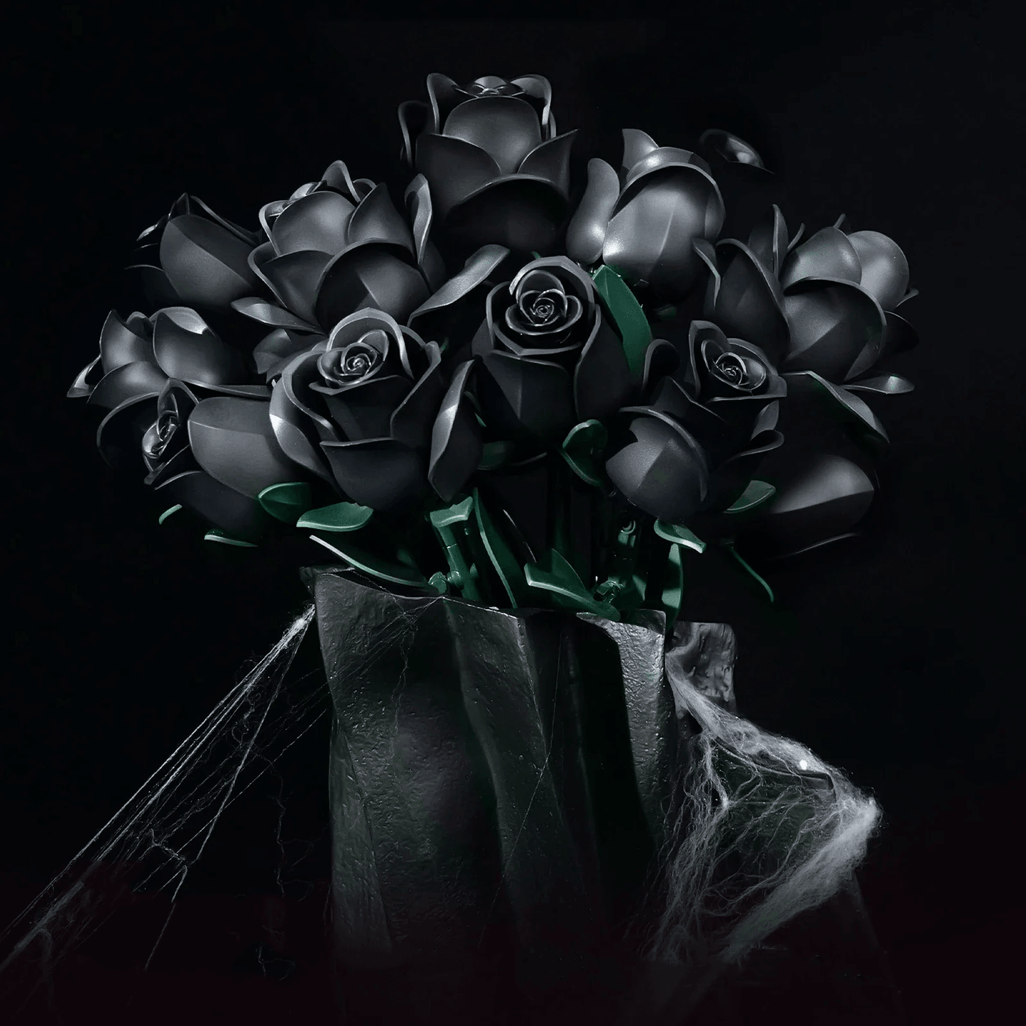 Puzzloria | Eternal Black Rose Bouquet Building Blocks - Puzzloria