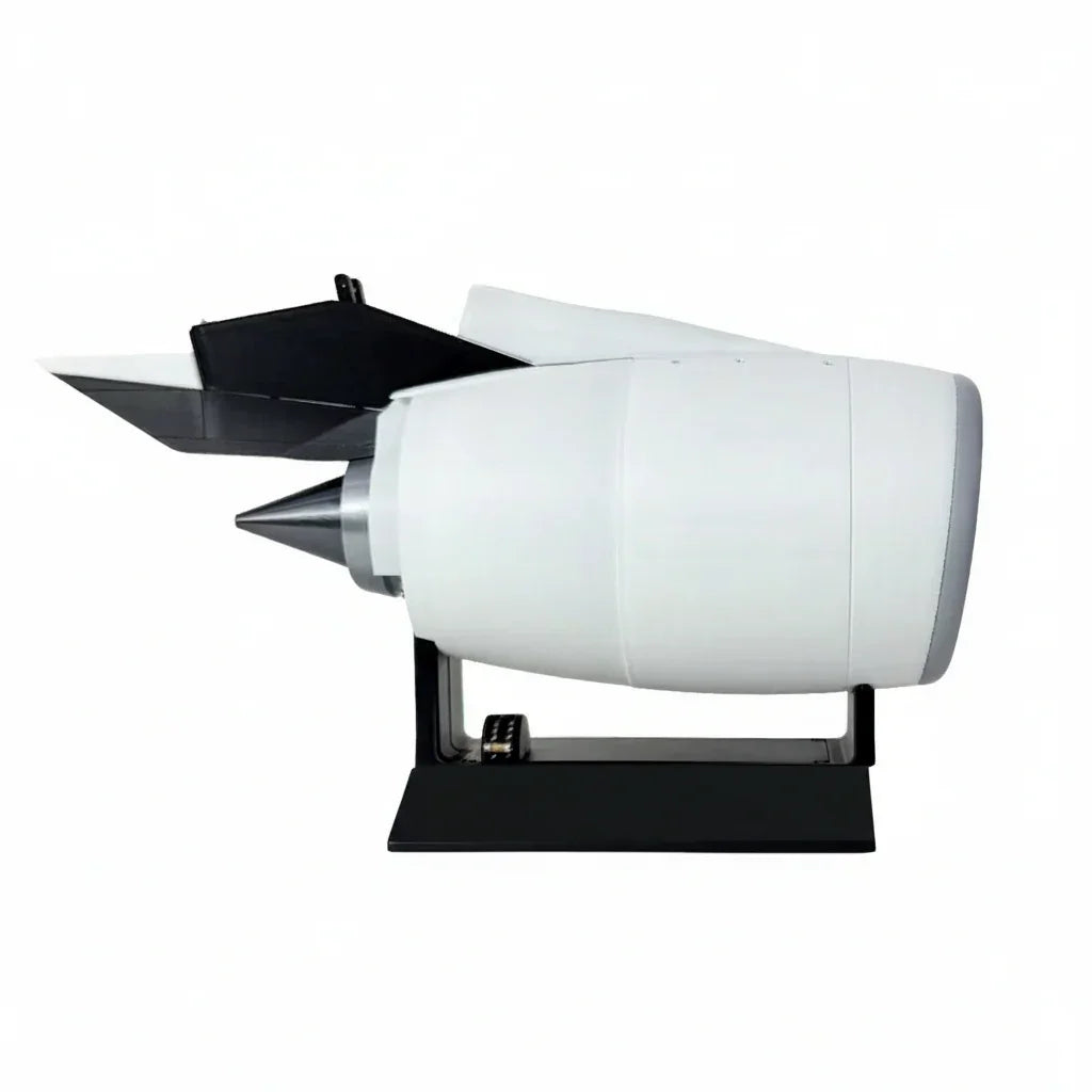 Detailed rolls royce turbofan engine model with rotating blades and metallic finish