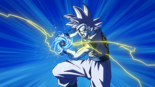 Dragon Ball Super Saiyan Goku magnetic light beam figurine with floating kamehameha energy orb