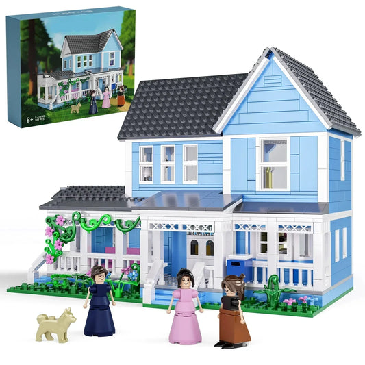 Gilmore Girls LEGO compatible set of Lorelai's blue and white Stars Hollow house, fully built
