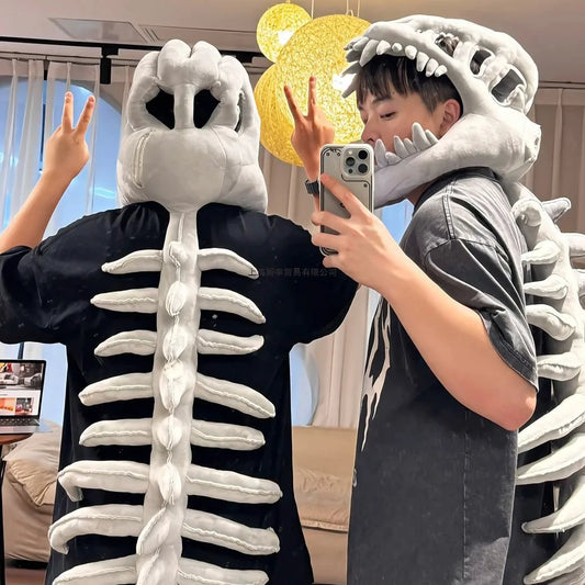 plush dinosaur skeleton costume for kids and adults, family halloween matching set