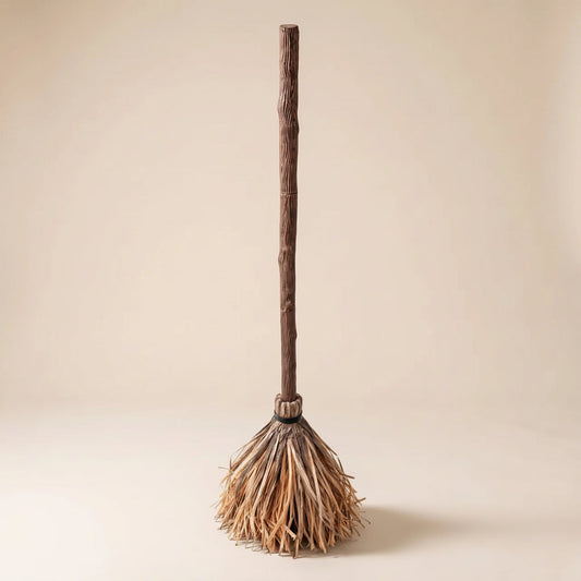 animated witch broom that moves on its own, 47 inch halloween broomstick prop for haunted house and entryway decor