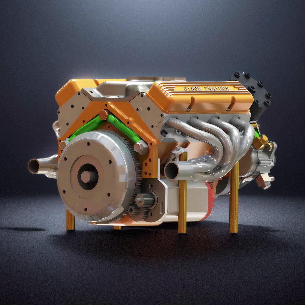 DIY 1/6 scale gasoline V8 engine model kit 44CC water-cooled OHV internal combustion working engine