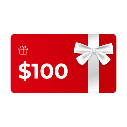Puzzloria Gift Card with a white bow and '$100' text on a white background