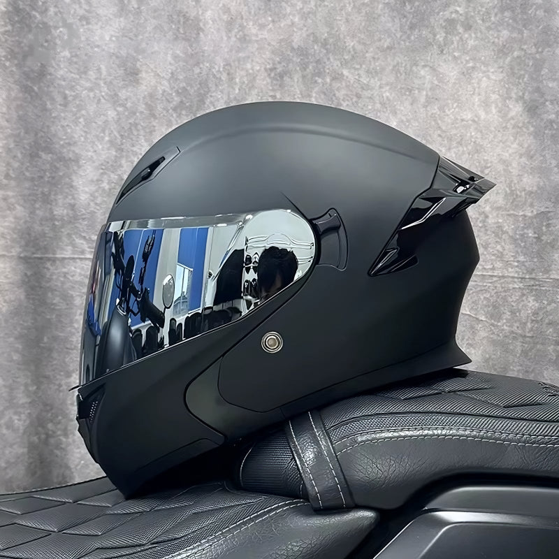 Flip-Up Motorcycle Helmet with Dual Sun Visor - Professional Protective Gear for Men & Women (DOT Approved)