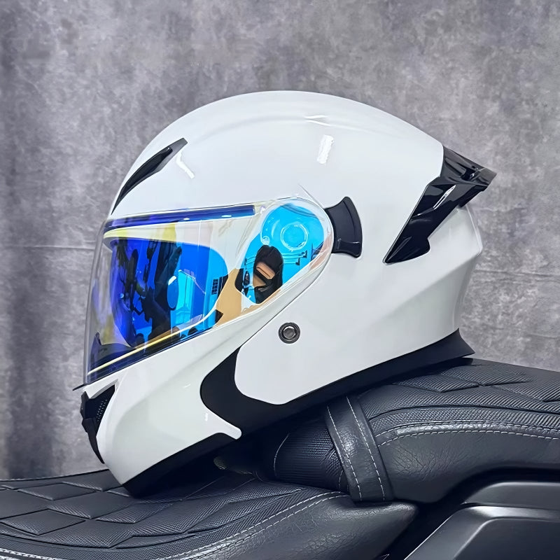 Flip-Up Motorcycle Helmet with Dual Sun Visor - Professional Protective Gear for Men & Women (DOT Approved)