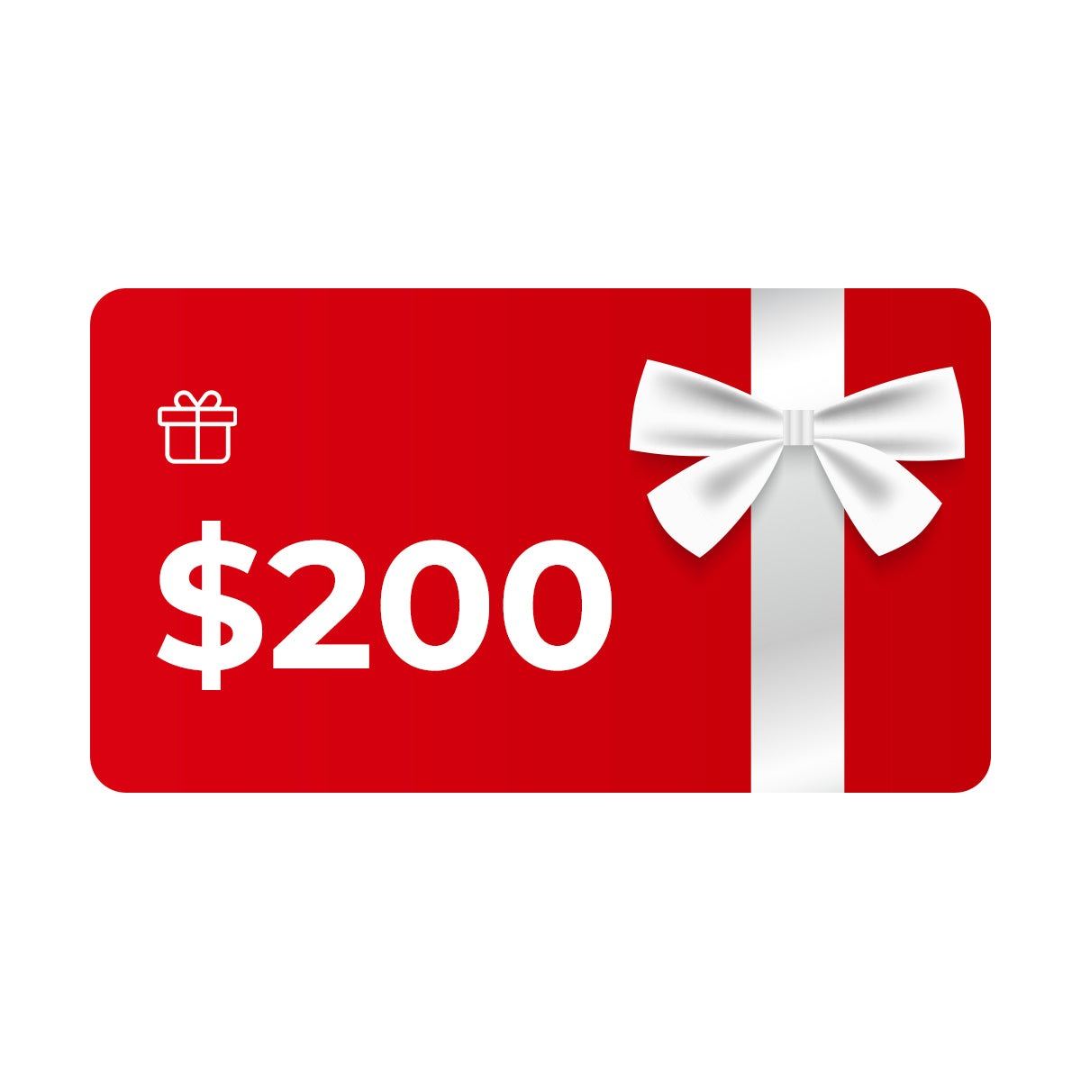 Puzzloria Gift Card with a white bow and '$200' text on a white background