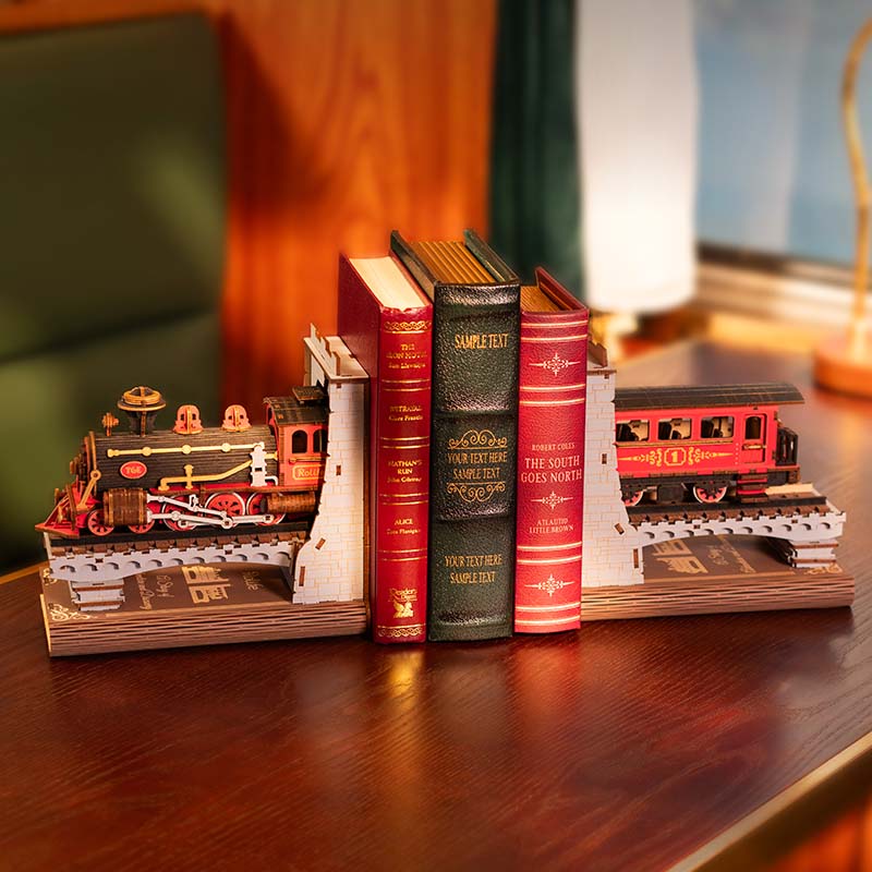 Puzzloria™ | Vintage Railway train Bookends