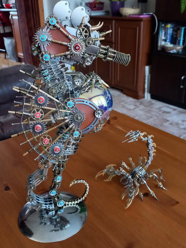 Puzzloria™ | DIY 3D Metal Steampunk Mechanical Seahorse Puzzle with Lamp Model-2100PCS Customer Review