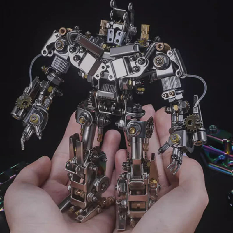Mechanical Kuafu Mecha model of a robot held in hands against a dark background