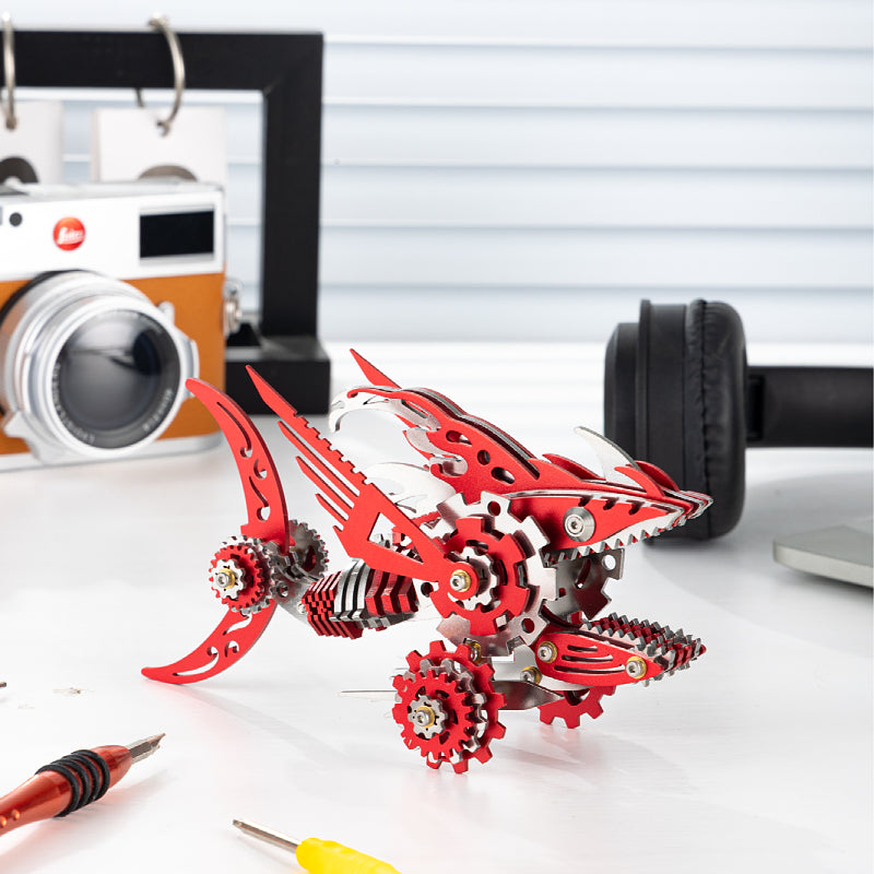 3D Metal Saw Shark DIY Mechanical Model Kit - Puzzloria