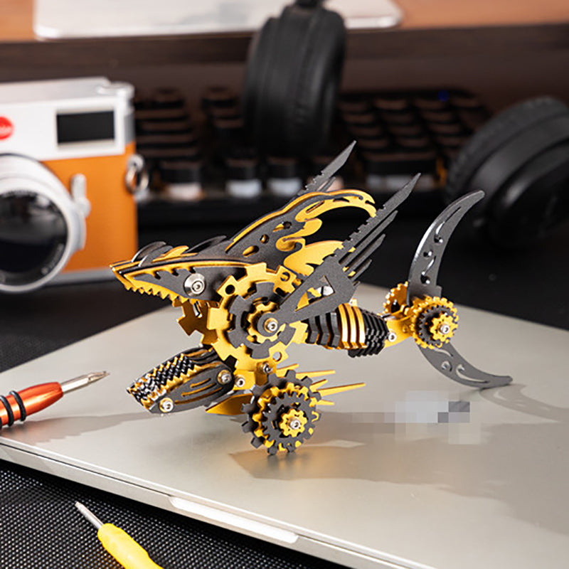 3D Metal Saw Shark DIY Mechanical Model Kit - Puzzloria