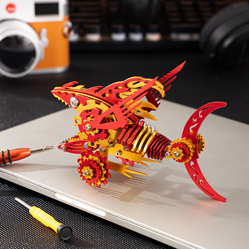 3D Metal Saw Shark DIY Mechanical Model Kit - Puzzloria