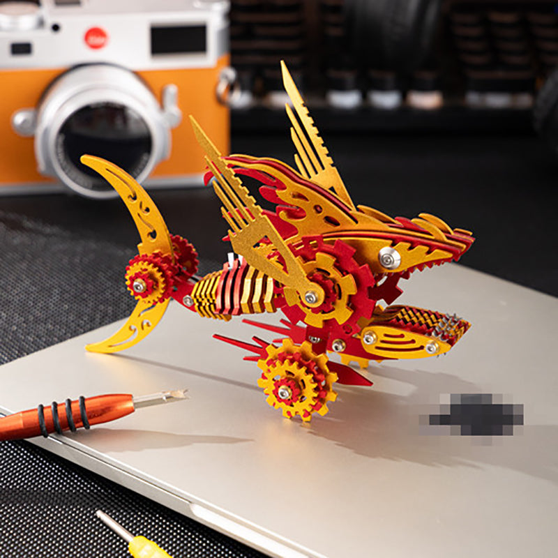 3D Metal Saw Shark DIY Mechanical Model Kit - Puzzloria