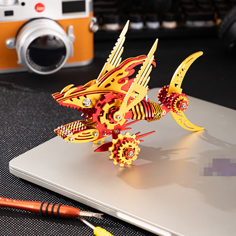 3D Metal Saw Shark DIY Mechanical Model Kit - Puzzloria