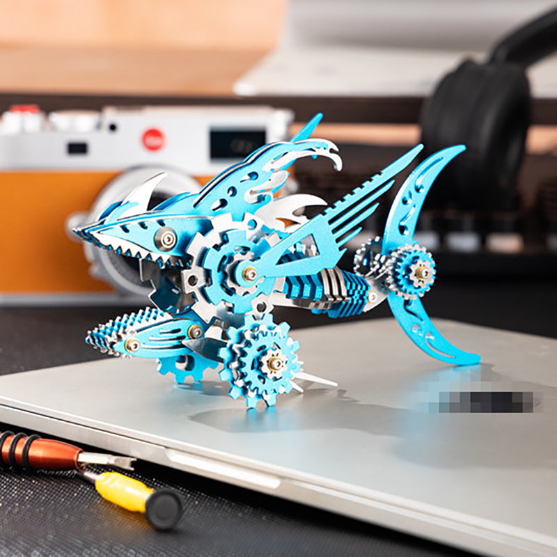 3D Metal Saw Shark DIY Mechanical Model Kit - Puzzloria