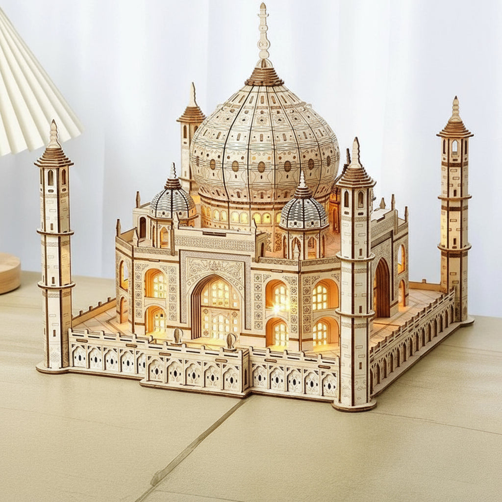 Taj Mahal 3D wooden puzzle with LED lights premium basswood architectural model