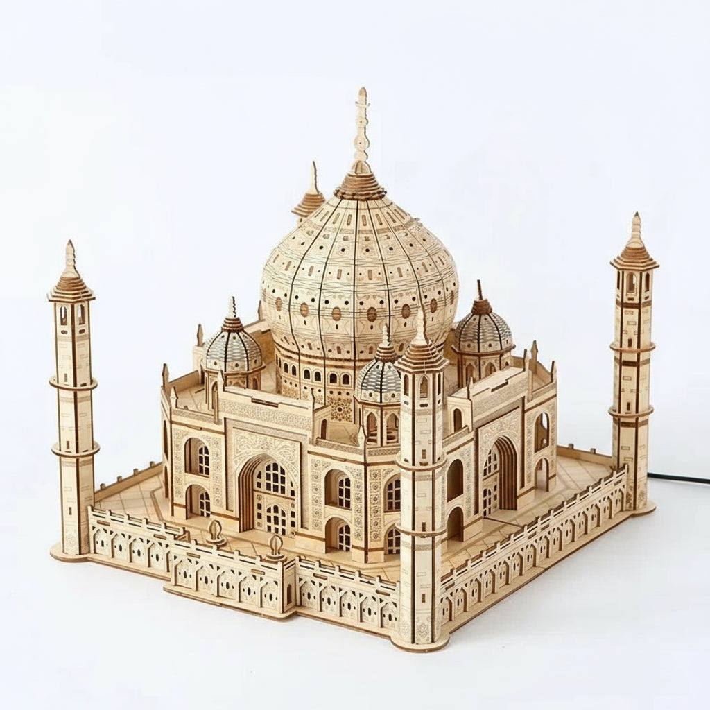 Taj Mahal 3D wooden puzzle with LED lights premium basswood architectural model