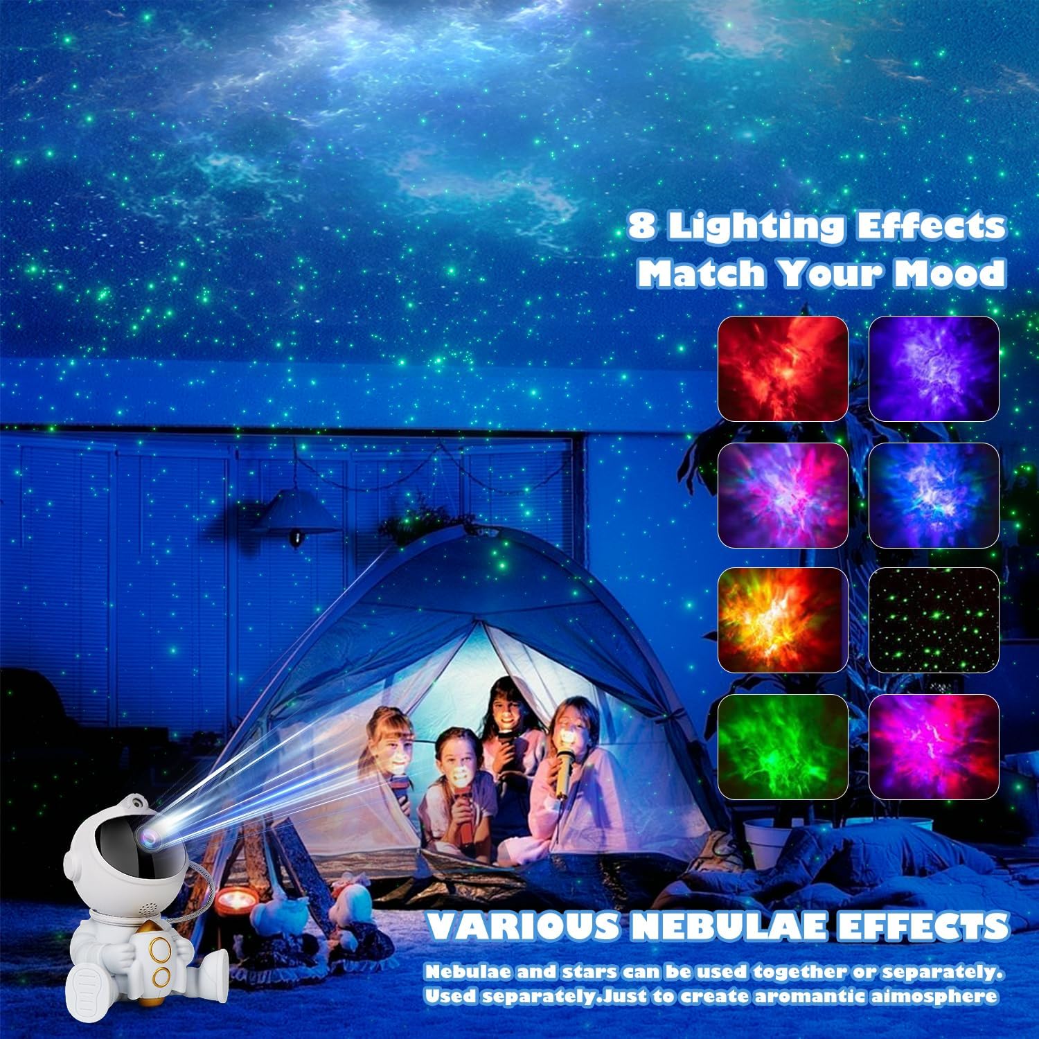 Puzzloria Astronaut Star Projector Galaxy Night Light with Nebula Effects and Remote Control