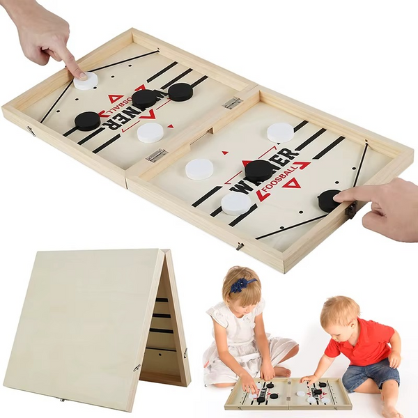 Fast sling puck wooden foosball game board with foldable design for 2-player competitive family entertainment