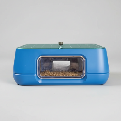 Blue educational tool with cardboard pieces on a blue background, labeled 'Built for STEAM Education'.