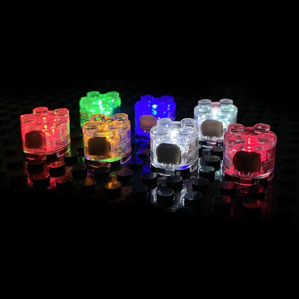 Puzzloria LED building block lights 2x2 multicolor light up bricks compatible with standard building blocks