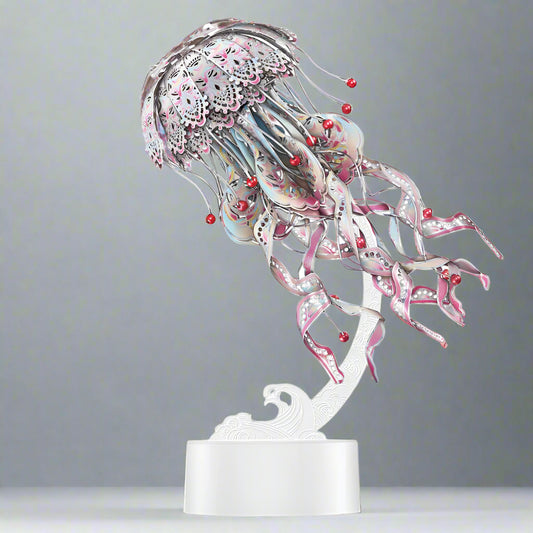 Puzzloria | 3D Metal Puzzle Jellyfish Kit - 61 Piece Stainless Steel DIY Assembly Model Building Set for Adults