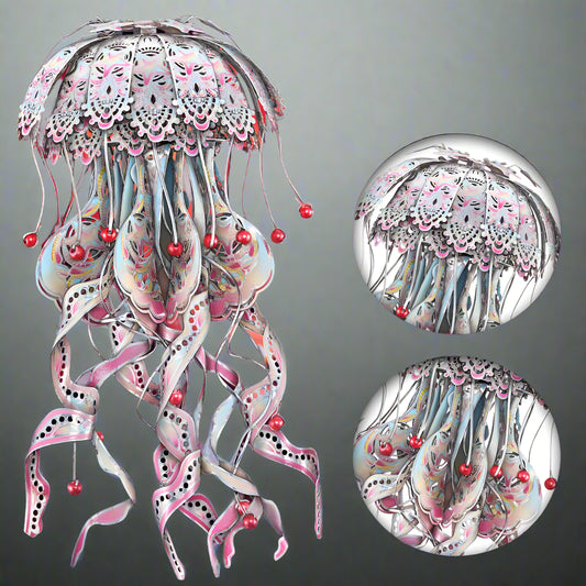 Puzzloria | 3D Metal Puzzle Jellyfish Kit - 61 Piece Stainless Steel DIY Assembly Model Building Set for Adults
